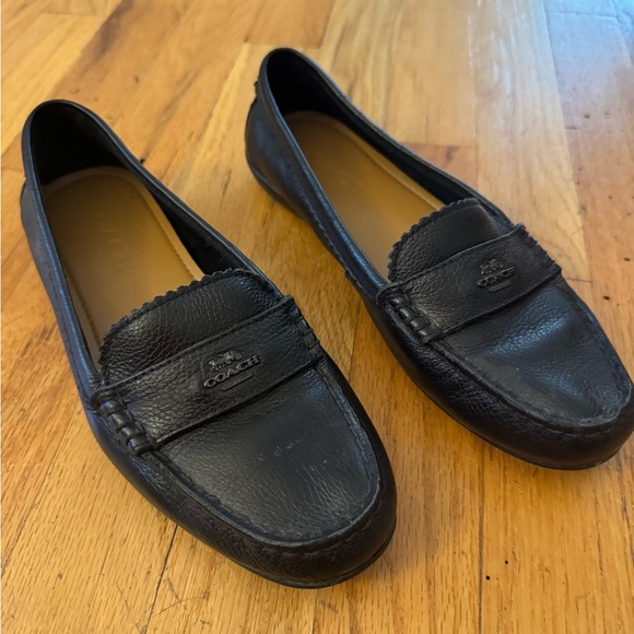 Coach Odette Black Leather Loafers Size 7.5B - Picture 1 of 6